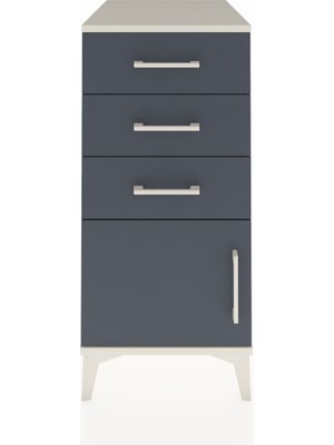 Kronos Komodin 3 Çekmeceli Tek Kapaklı 44X59X96 Aytaşı-Antrasit