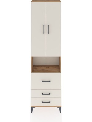 Arges Dolap 3 Raflı 3 Çekmeceli Tek Askılı 60X30X221 Çam-Aytaşı