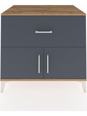 Kronos Şifonyer Tek Raflı Tek Çekmeceli 2 Kapaklı 88X59X80 Çam-Antrasit