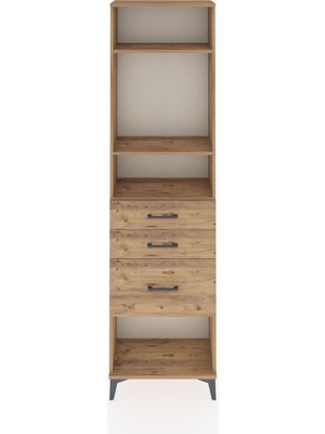 Arges Dolap 3 Raflı 3 Çekmeceli 60X30X221 Çam-Çam