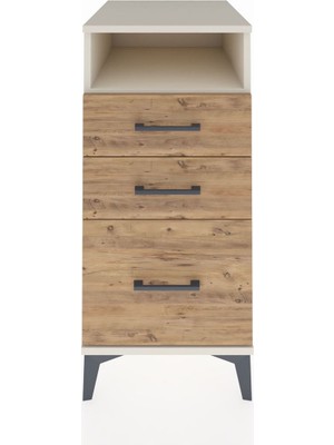 Kronos Komodin Tek Raflı 3 Çekmeceli 44X59X96 Aytaşı-Çam