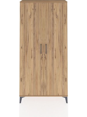 Arges Dolap 4 Raflı 2 Kapaklı 88X30X182 Çam-Çam