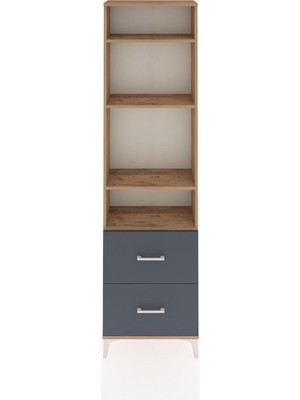 Arges Dolap 4 Raflı 2 Çekmeceli 60X30X221 Çam-Antrasit
