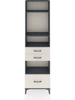 Arges Dolap 4 Raflı 3 Çekmeceli 60X30X221 Antrasit-Aytaşı