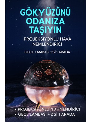 Çocuk ve Bebek Odası Için Projektörlü Gece Lambası ve Hava Nemlendirici Seti