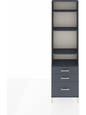 Arges Dolap 4 Raflı 3 Çekmeceli 60X30X221 Antrasit-Antrasit