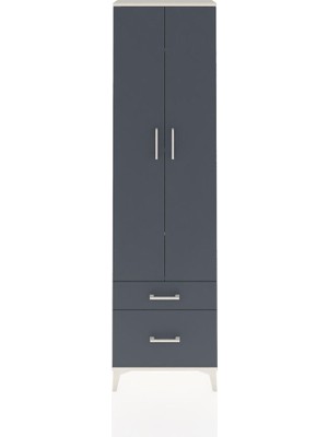 Arges Dolap 4 Raflı 2 Çekmeceli 2 Kapaklı 60X30X221 Aytaşı-Antrasit