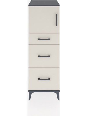 Hyperion Dolap Tek Raflı 3 Çekmeceli Tek Kapaklı 44X44X134 Antrasit-Aytaşı