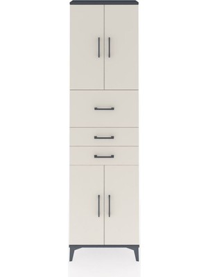 Arges Dolap 3 Raflı 3 Çekmeceli 4 Kapaklı 60X30X221 Antrasit-Aytaşı