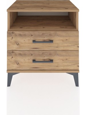 Hyperion Komodin Tek Raflı 2 Çekmeceli 60X44X64 Çam-Çam