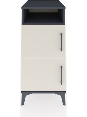 Kronos Komodin 2 Raflı 2 Kapaklı 44X59X96 Antrasit-Aytaşı