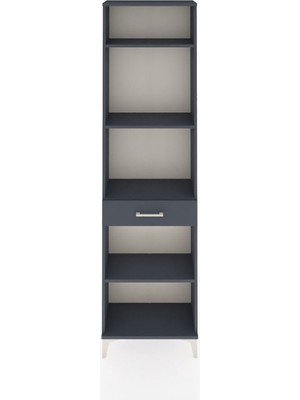 Arges Dolap 4 Raflı Tek Çekmeceli 60X30X221 Antrasit-Antrasit