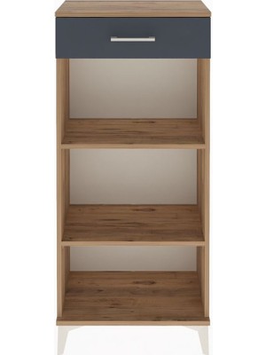 Arges Dolap 2 Raflı Tek Çekmeceli 60X30X134 Çam-Antrasit