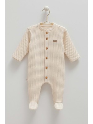 Soft Teddy Düğme Detaylı Tulum - Caramell  - TU1626 - Ekru - 6 - 9 Ay - TU1626-EKRU-6 - 9 Ay Ekru
