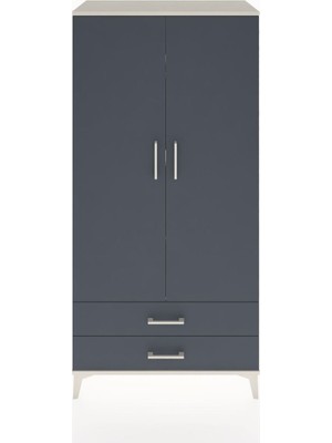 Hyperion Dolap 4 Raflı 2 Çekmeceli 2 Kapaklı 88X44X182 Aytaşı-Antrasit