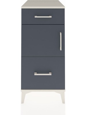 Kronos Komodin Tek Raflı 2 Çekmeceli Tek Kapaklı 44X59X96 Aytaşı-Antrasit