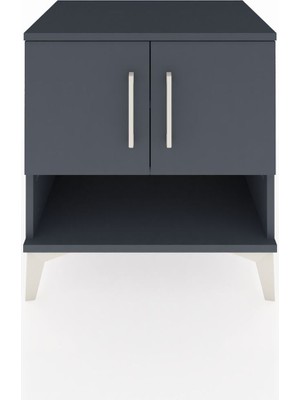 Hyperion Komodin 2 Raflı 2 Kapaklı 60X44X64 Antrasit-Antrasit