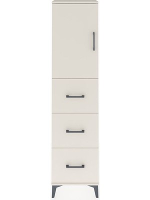 Arges Dolap Tek Raflı 3 Çekmeceli Tek Kapaklı 44X30X182 Aytaşı-Aytaşı