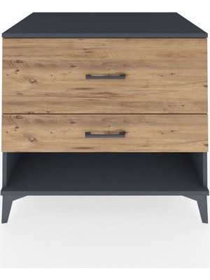 Kronos Şifonyer 2 Çekmeceli 88X59X80 Antrasit-Çam