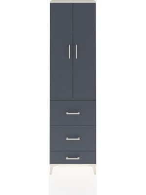 Arges Dolap 3 Raflı 3 Çekmeceli 2 Kapaklı 60X30X221 Aytaşı-Antrasit
