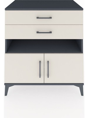 Kronos Şifonyer 2 Raflı 2 Çekmeceli 2 Kapaklı 88X59X96 Antrasit-Aytaşı
