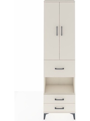 Arges Dolap 4 Raflı 3 Çekmeceli 2 Kapaklı 60X30X221 Aytaşı-Aytaşı