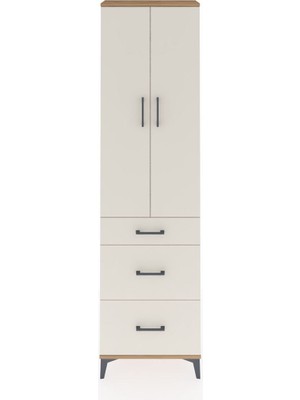 Arges Dolap 2 Raflı 3 Çekmeceli Tek Askılı 60X30X221 Çam-Aytaşı