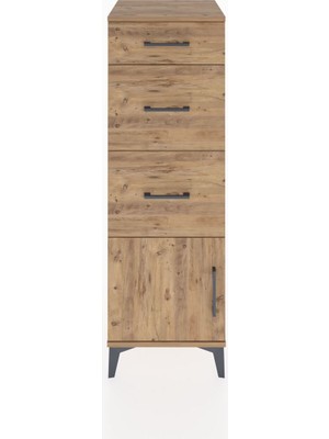 Hyperion Dolap 3 Çekmeceli Tek Kapaklı 44X44X134 Çam-Çam
