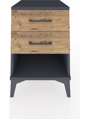 Kronos Komodin 2 Çekmeceli 44X59X64 Antrasit-Çam