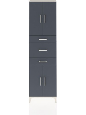 Arges Dolap 3 Raflı 3 Çekmeceli 4 Kapaklı 60X30X221 Aytaşı-Antrasit