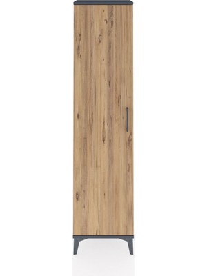 Arges Dolap Tek Raflı Tek Kapaklı Tek Askılı 44X30X182 Antrasit-Çam