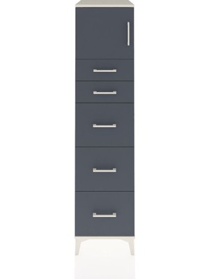 Kronos Dolap Tek Raflı 5 Çekmeceli Tek Kapaklı 44X59X182 Aytaşı-Antrasit