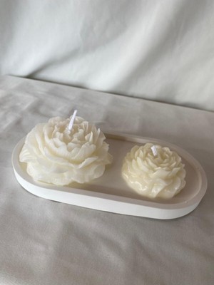 3 Parça Yüzen Gül Şakayık  Mumlar, Suda  Veya Normal Kullanım(1 Küçük 1 Büyük Şakayık ve Tabak Set )