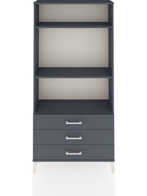 Arges Dolap 3 Raflı 3 Çekmeceli 88X30X182 Antrasit-Antrasit