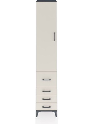 Hyperion Dolap 2 Raflı 4 Çekmeceli Tek Askılı 44X44X243 Antrasit-Aytaşı