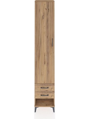 Hyperion Dolap 3 Raflı 2 Çekmeceli Tek Askılı 44X44X243 Çam-Çam
