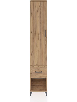 Hyperion Dolap 5 Raflı Tek Çekmeceli Tek Kapaklı 44X44X243 Çam-Çam