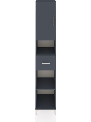 Hyperion Dolap 5 Raflı Tek Çekmeceli Tek Kapaklı 44X44X243 Antrasit-Antrasit