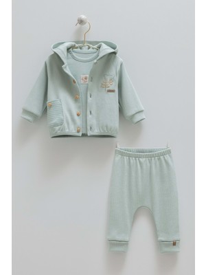Hello Forest Kapüşonlu Üçlü Alt Üst Takım - Caramell  - TKE1952 - Yeşil - 12 - 18 Ay - TKE1952-YEŞIL-12 - 18 Ay Yeşil