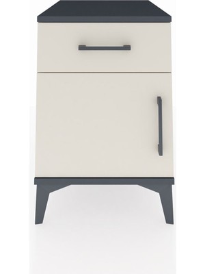 Kronos Komodin Tek Raflı Tek Çekmeceli Tek Kapaklı 44X59X64 Antrasit-Aytaşı