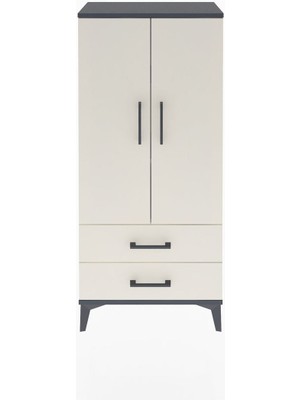 Arges Dolap 3 Raflı 2 Çekmeceli 2 Kapaklı 60X30X134 Antrasit-Aytaşı