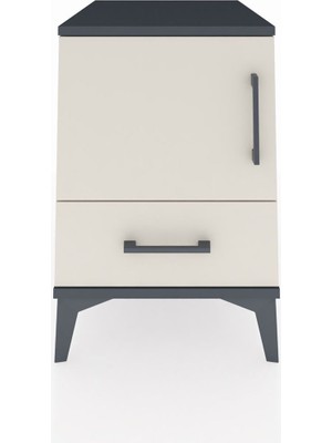 Kronos Komodin 2 Raflı Tek Çekmeceli Tek Kapaklı 44X59X64 Antrasit-Aytaşı