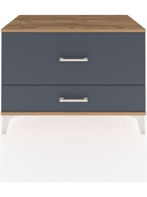 Hyperion Şifonyer 2 Çekmeceli 88X44X64 Çam-Antrasit