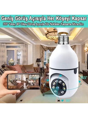 Hareket Sensörlü Gece Görüşlü Çok Renkli Güvenlik Kamera Ampul Tipi