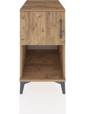 Kronos Komodin 2 Raflı Tek Kapaklı 44X59X80 Çam-Çam