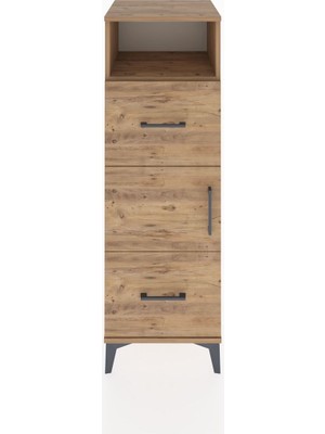 Hyperion Dolap 2 Raflı 2 Çekmeceli Tek Kapaklı 44X44X134 Çam-Çam