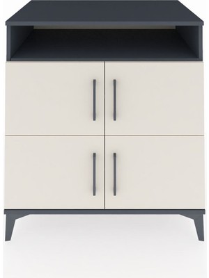 Kronos Şifonyer 4 Raflı 4 Kapaklı 88X59X96 Antrasit-Aytaşı