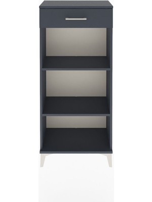 Arges Dolap 2 Raflı Tek Çekmeceli 60X30X134 Antrasit-Antrasit