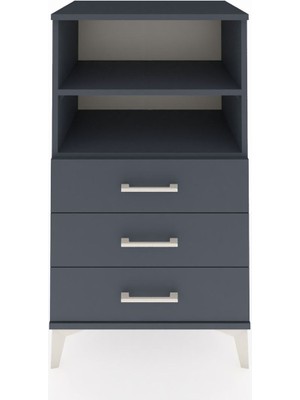 Hyperion Komodin 2 Raflı 3 Çekmeceli 60X44X106 Antrasit-Antrasit