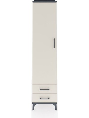 Hyperion Dolap 5 Raflı 2 Çekmeceli Tek Kapaklı 44X44X195 Antrasit-Aytaşı